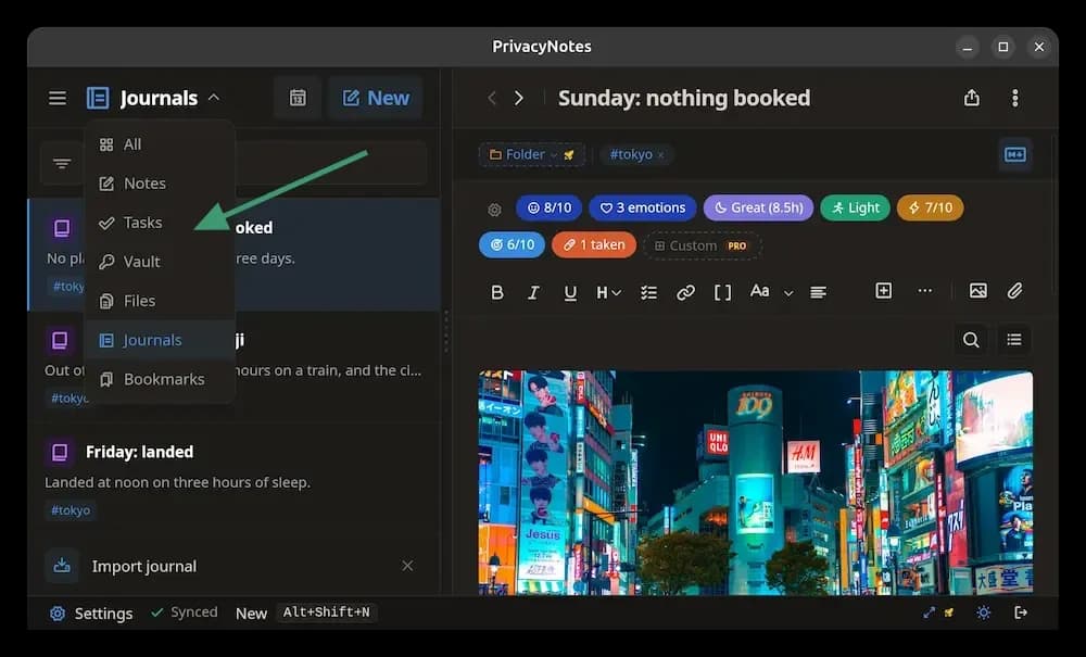 Privacy Notes note types