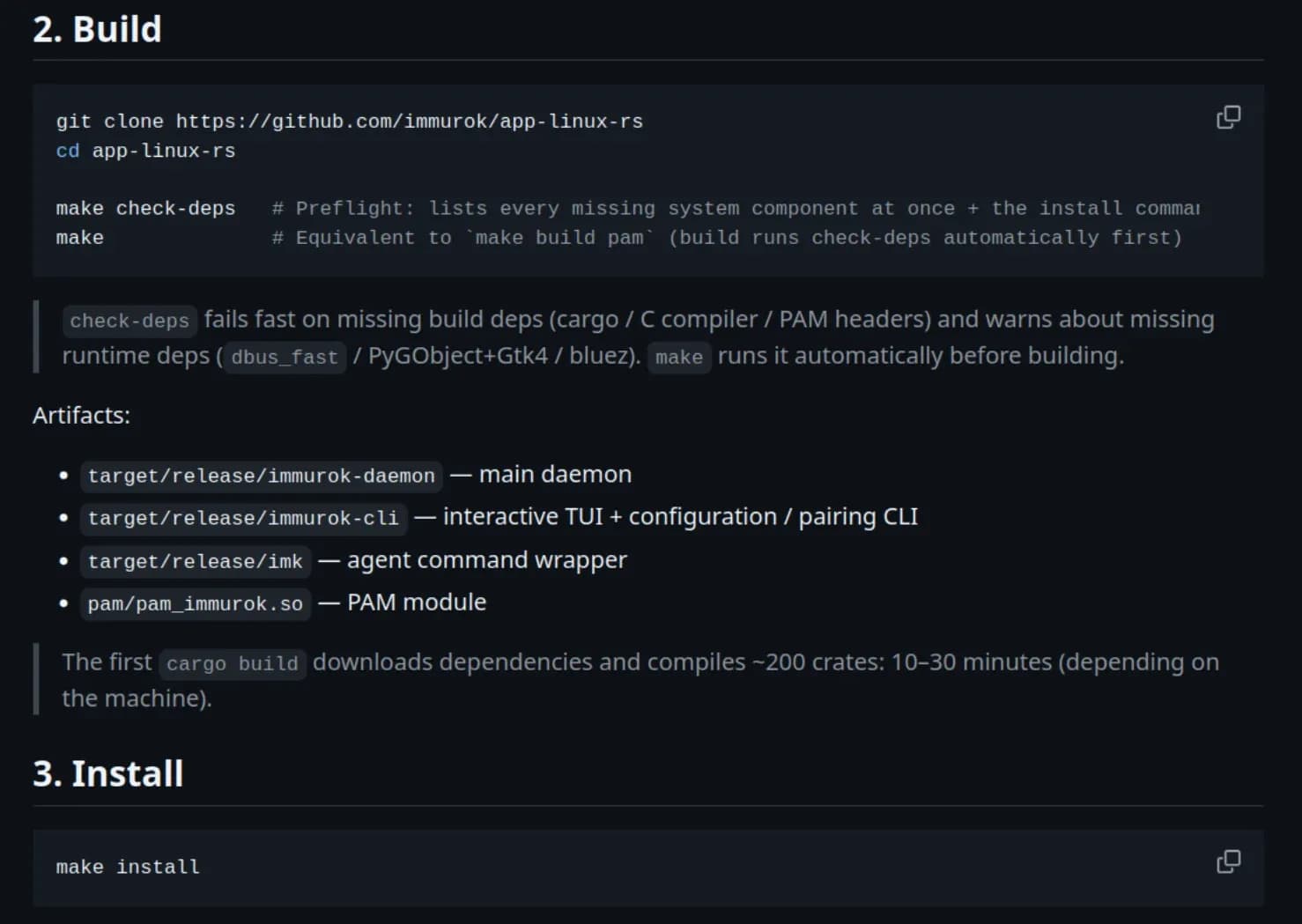 Immurok linux install instructions