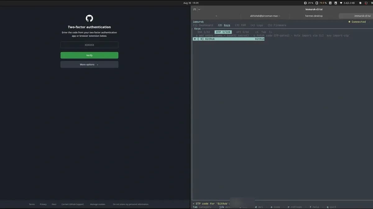 GitHub TOTP with Immurok
