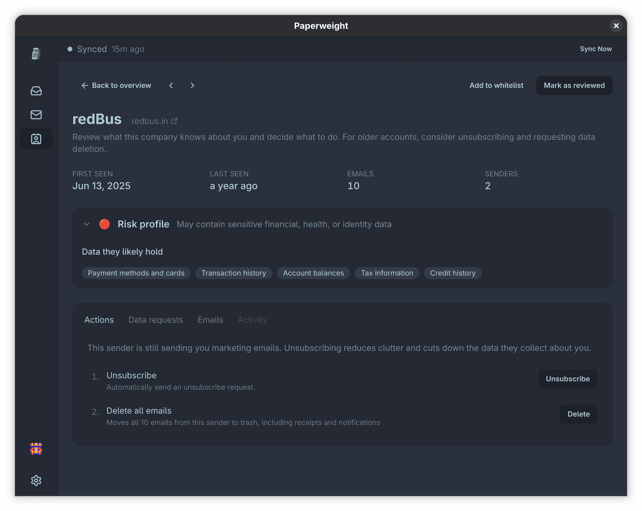 Service data information