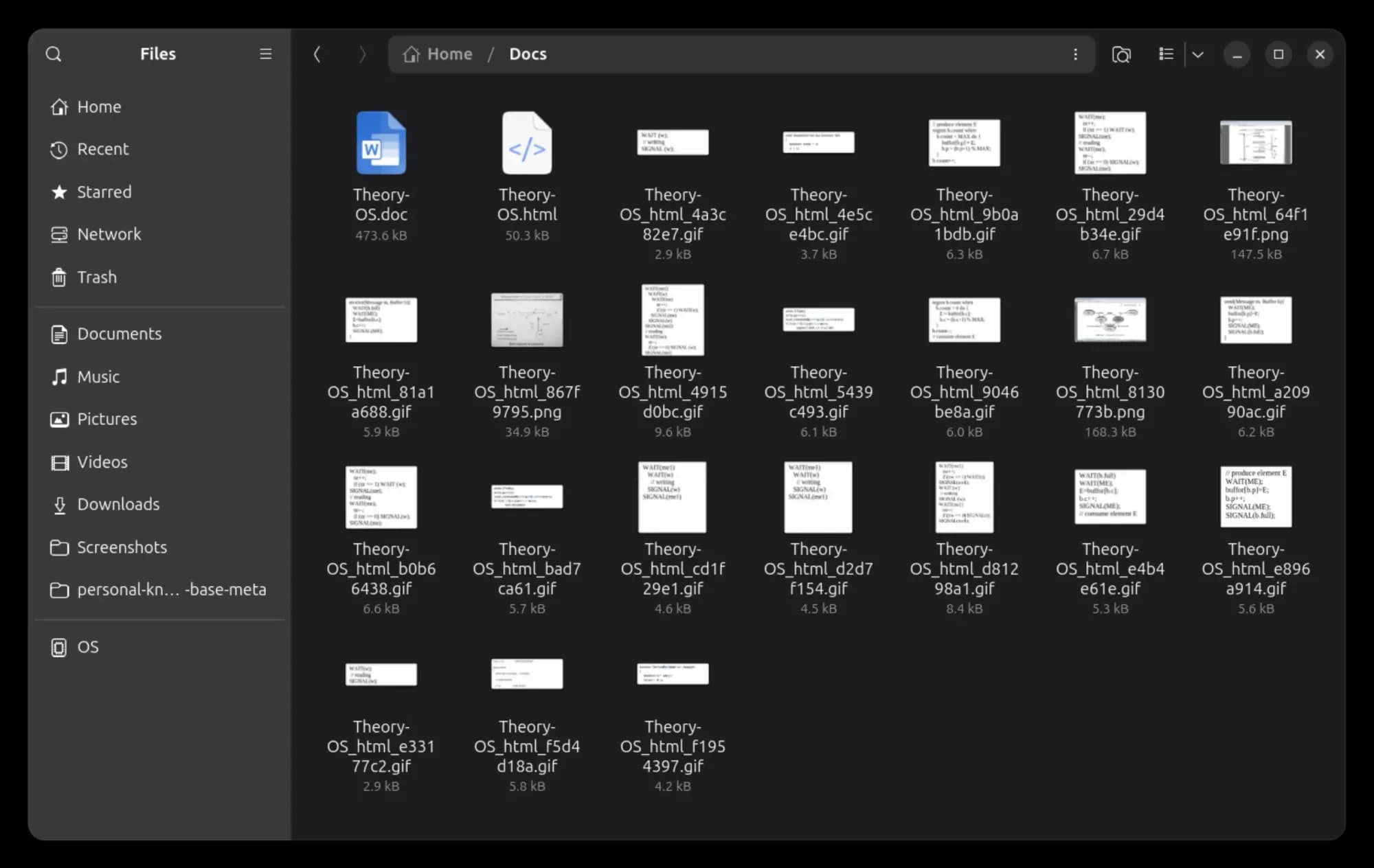 All image files extracted at once in LibreOffice