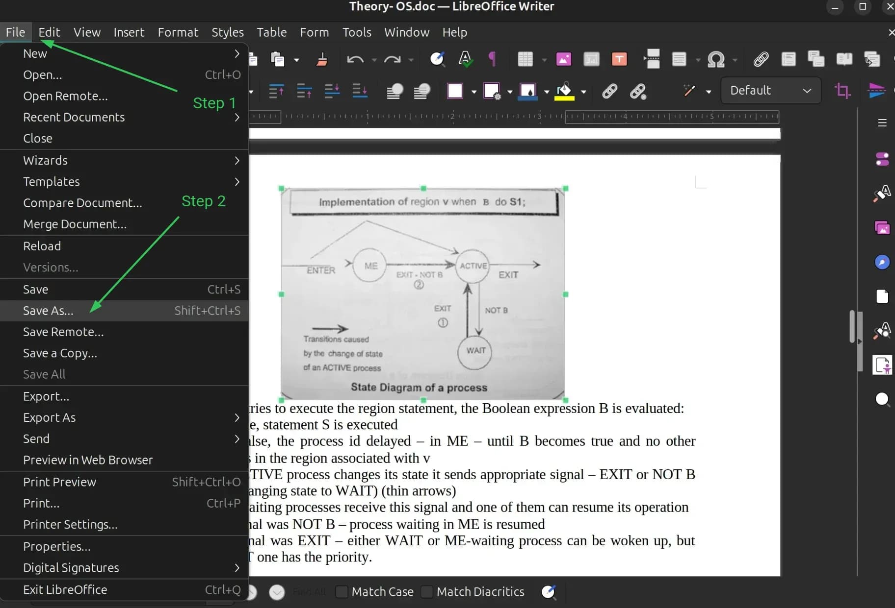 Save file as HTML in LibreOffice