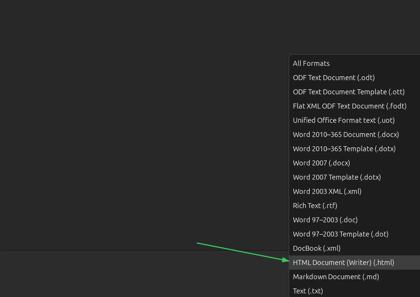 Saving doc as different file type
