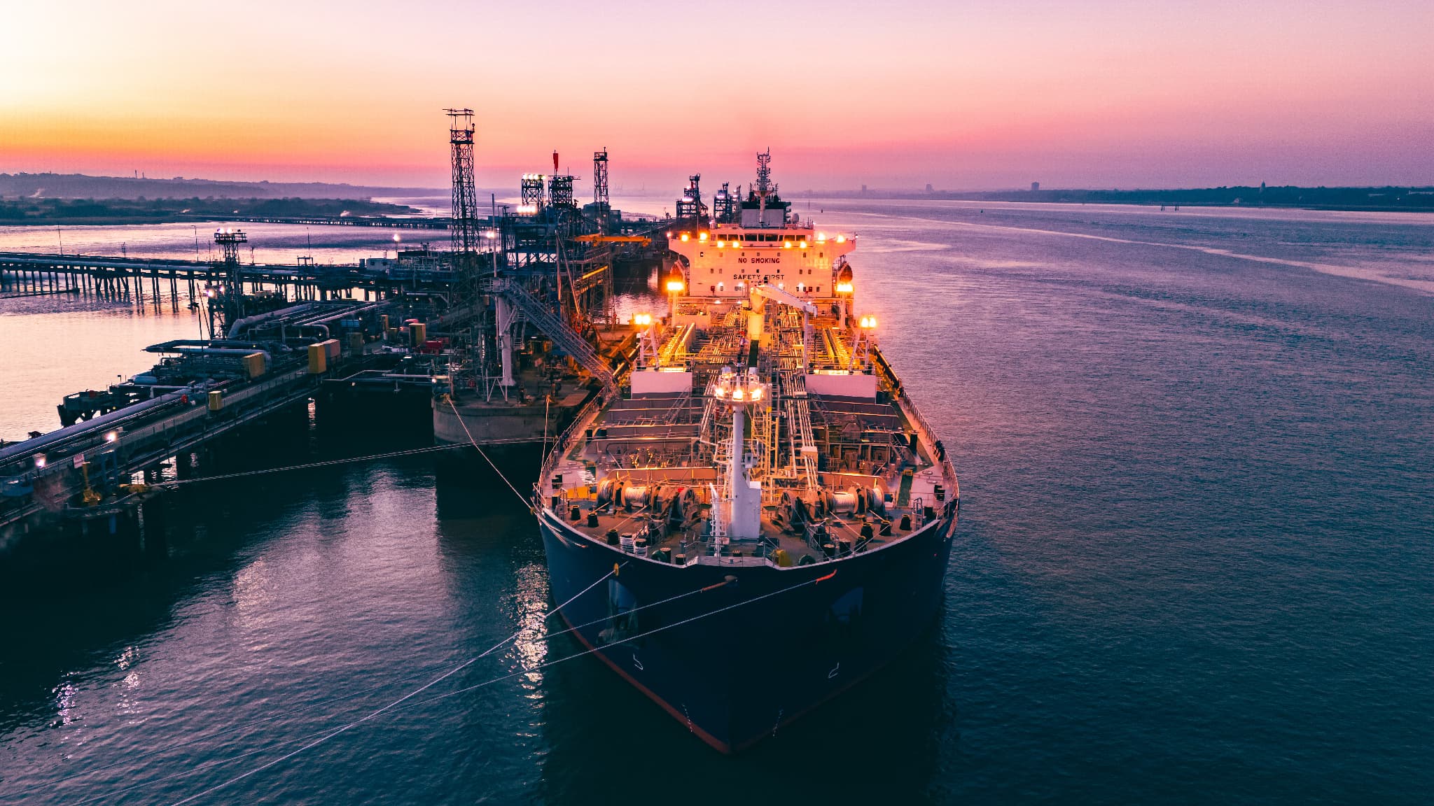 Oil tanker in harbor