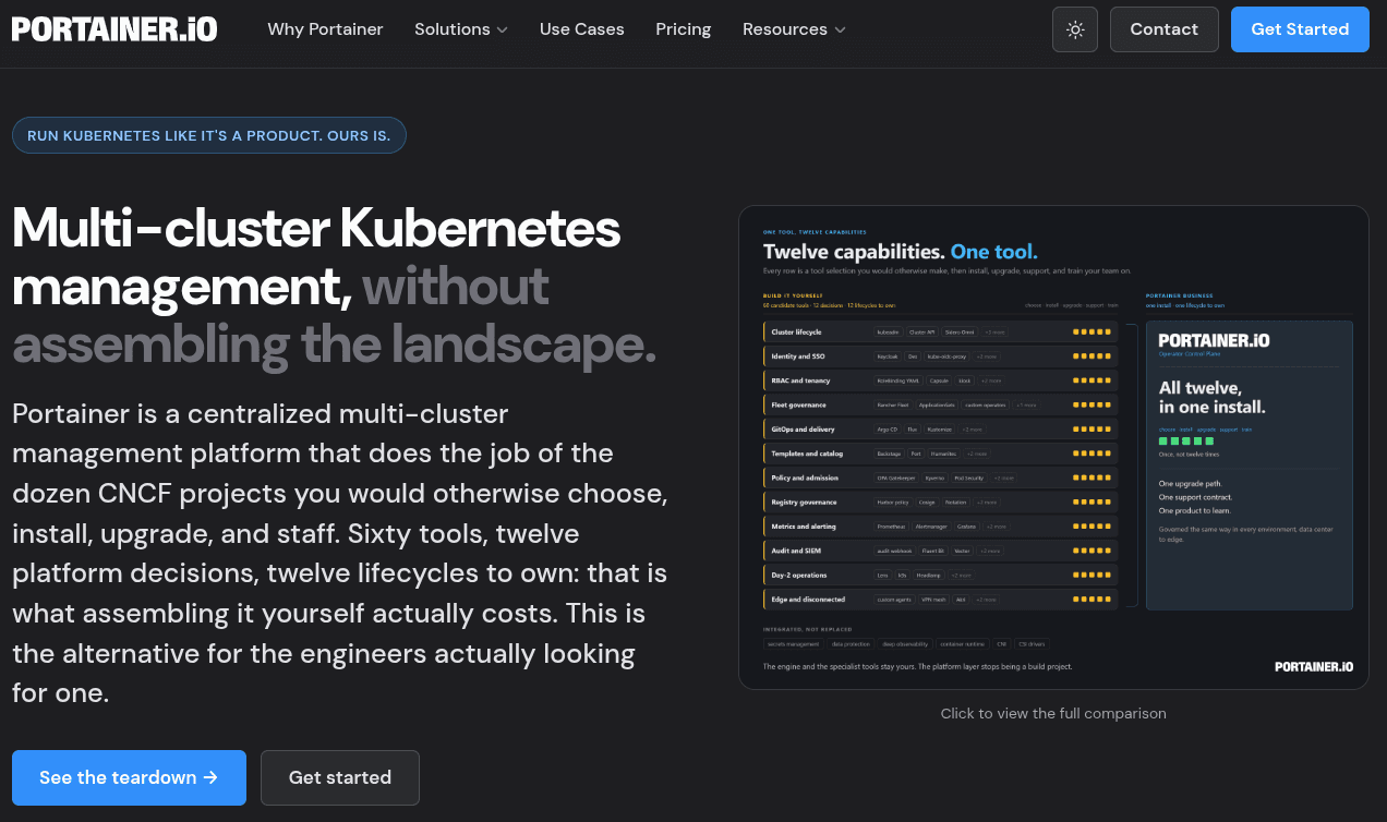 portainer website is shown