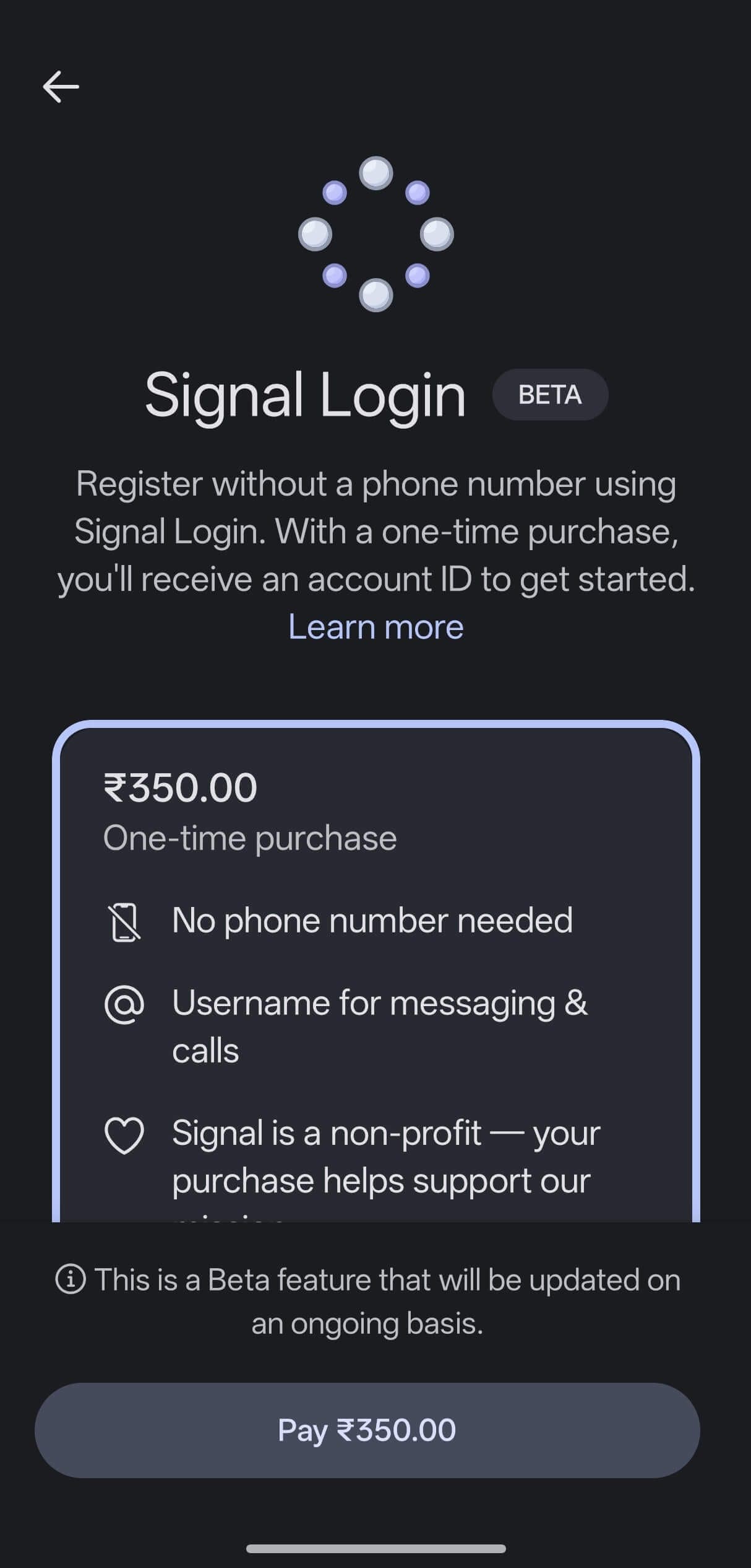 Signal ทดสอบระบบลงทะเบียนไม่ใช้เบอร์โทรศัพท์ จ่ายเพียง $2.99