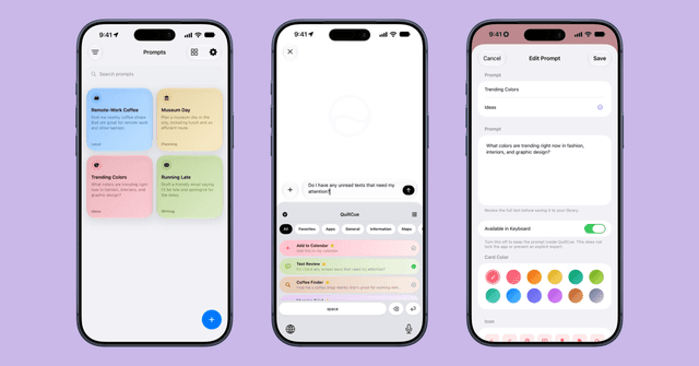 QuillCue แอปช่วยเก็บ Prompt ยกระดับ Siri AI ให้ใช้งานสะดวกยิ่งขึ้น