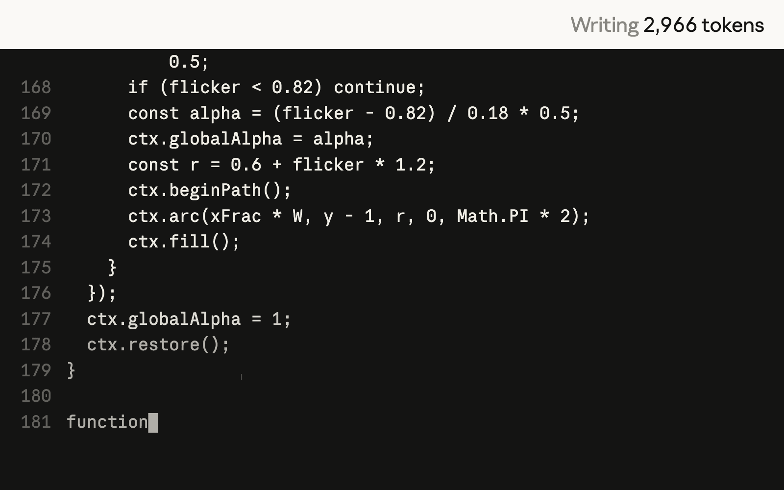 The previous model writing a sand dunes program, then running it.