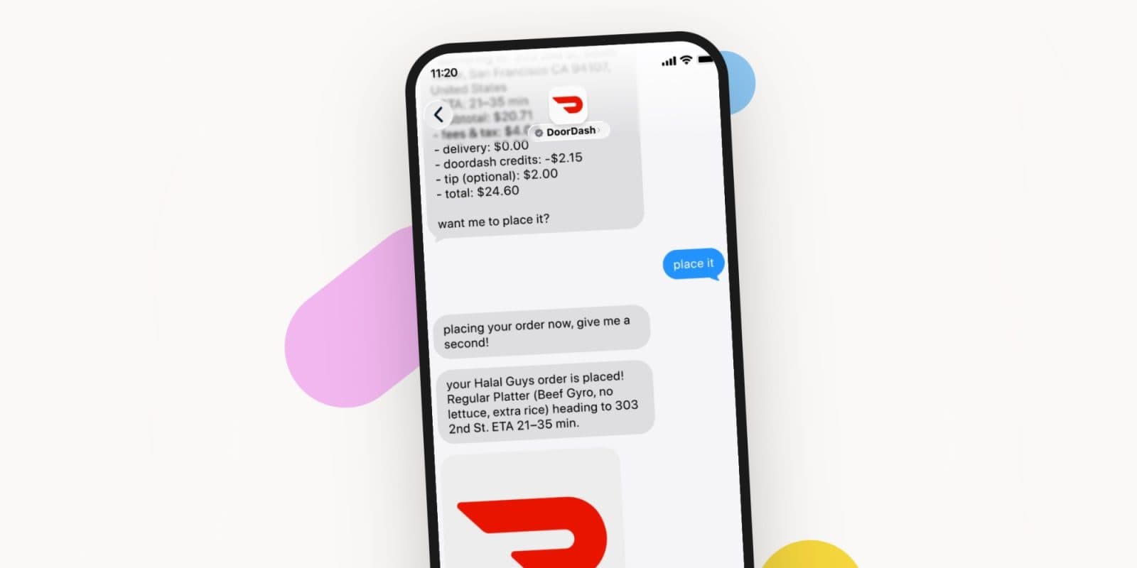 DoorDash เปิดตัวระบบสั่งอาหารผ่าน Apple Messages ด้วย AI