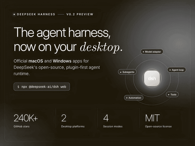 DeepSeek เปิดตัวแอปเดสก์ท็อป Harness v0.2 อย่างเป็นทางการ
