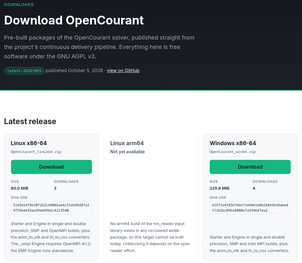 a placeholder image that shows the opencourant download page on its website