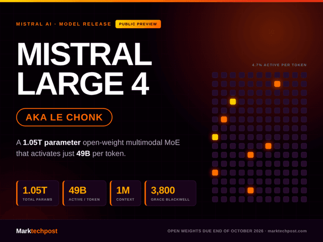 Mistral AI เปิดตัว Mistral Large 4 (Le Chonk) โมเดล MoE 1.05 ล้านล้านพารามิเตอร์