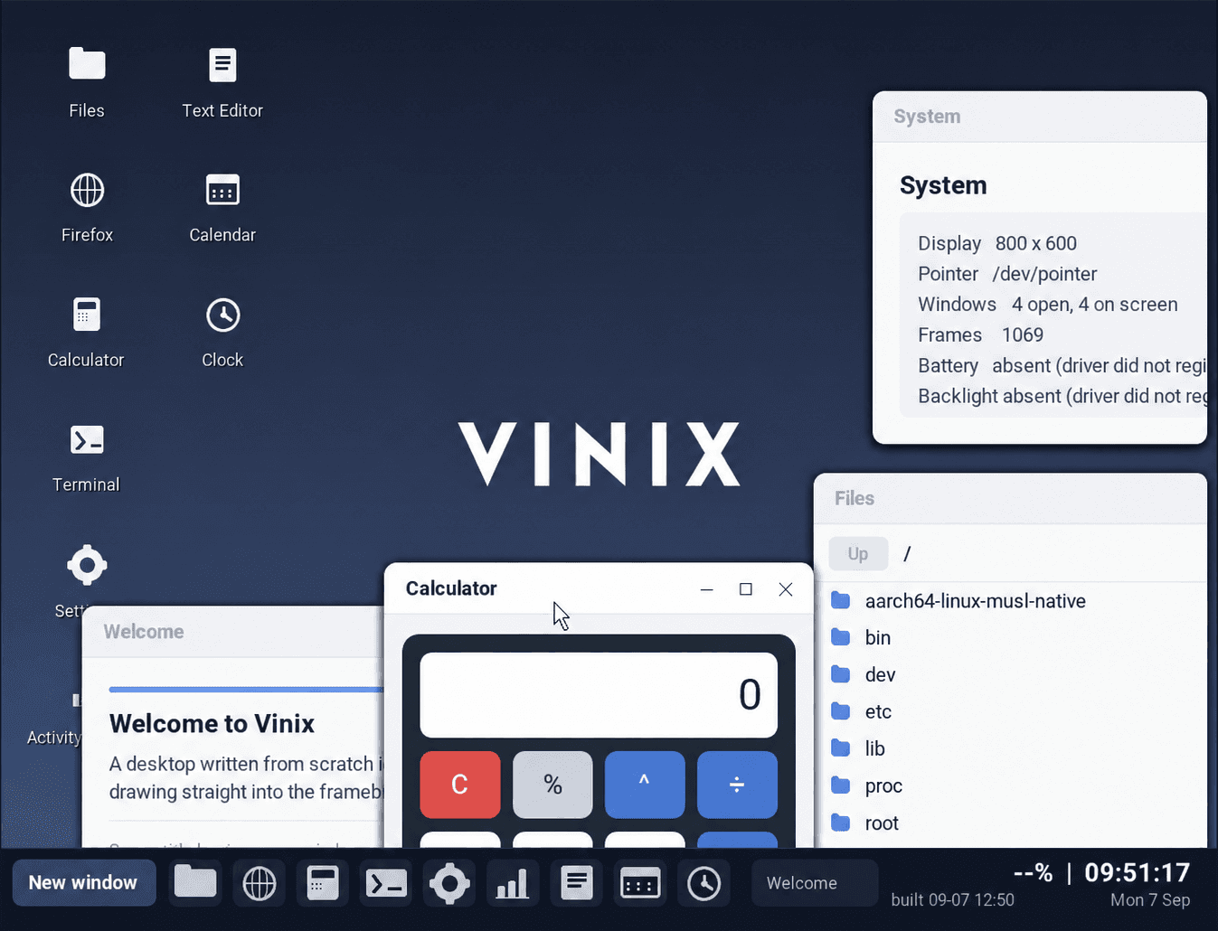 vinix desktop view