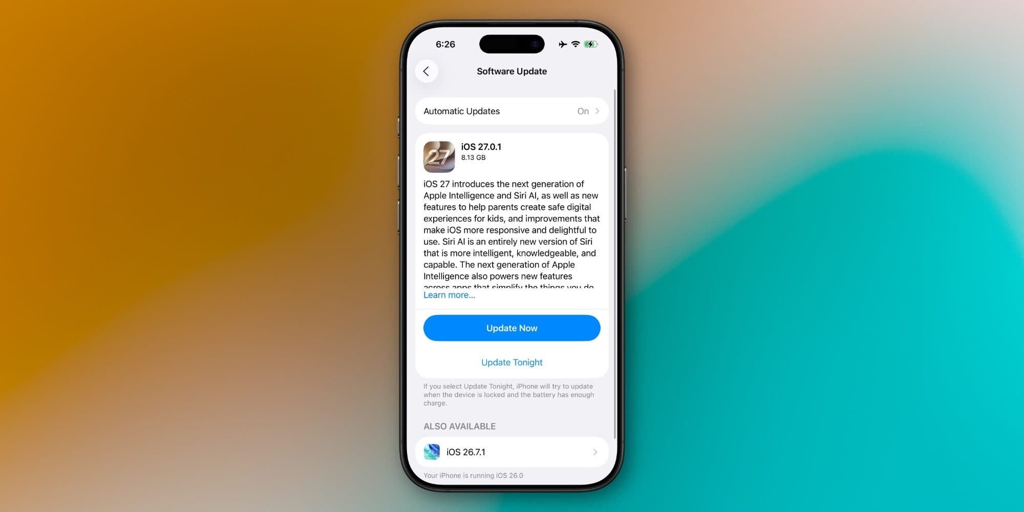 Apple ดัน iOS 27.0.1 เป็นอัปเดตแนะนำสำหรับผู้ใช้ iOS 26 แล้ว