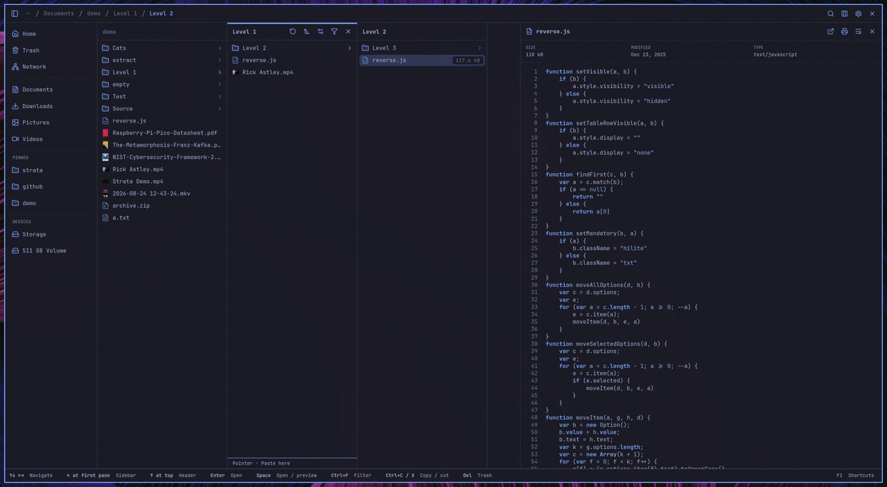 Strata โปรแกรมจัดการไฟล์ภาษา Rust สำหรับ Omarchy และ Arch Linux