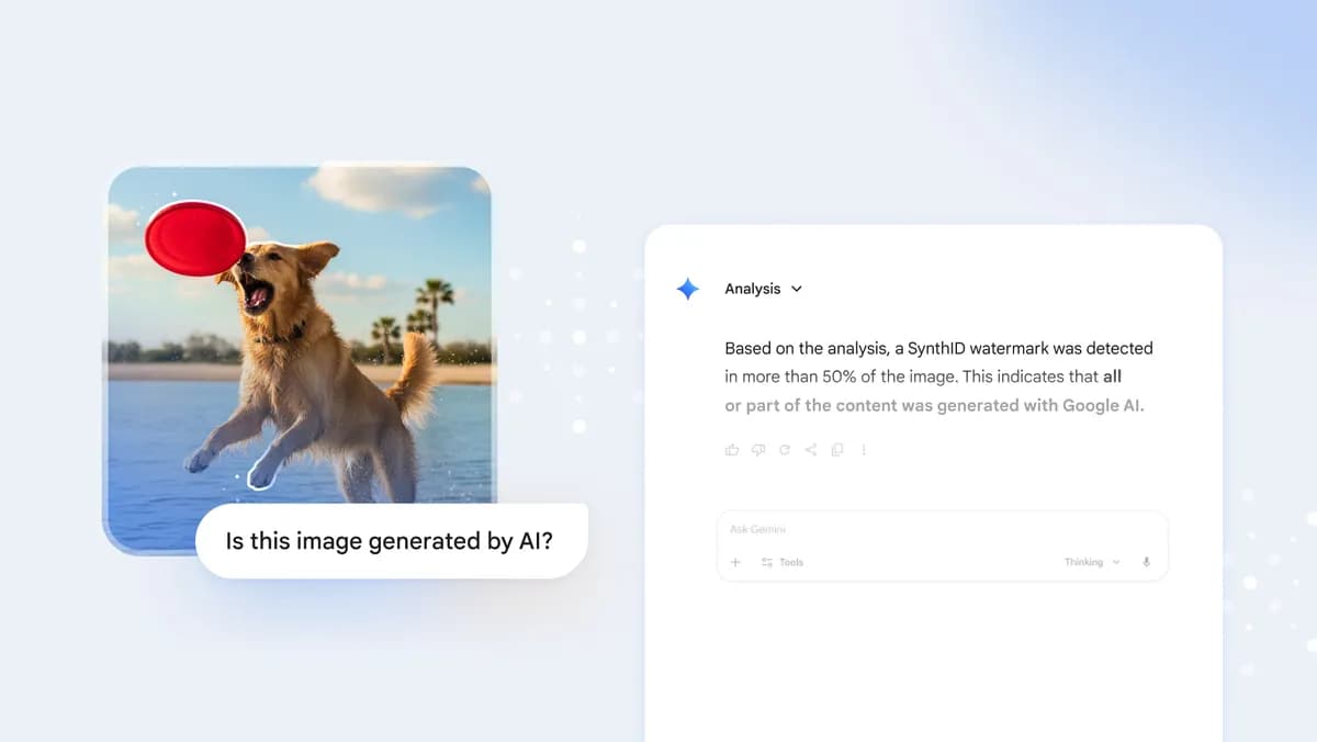 Using SynthID to ask if an image of a dog is AI generated