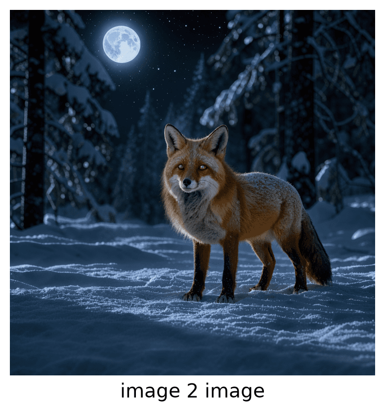 The fox from the previous image, relit in cold blue light