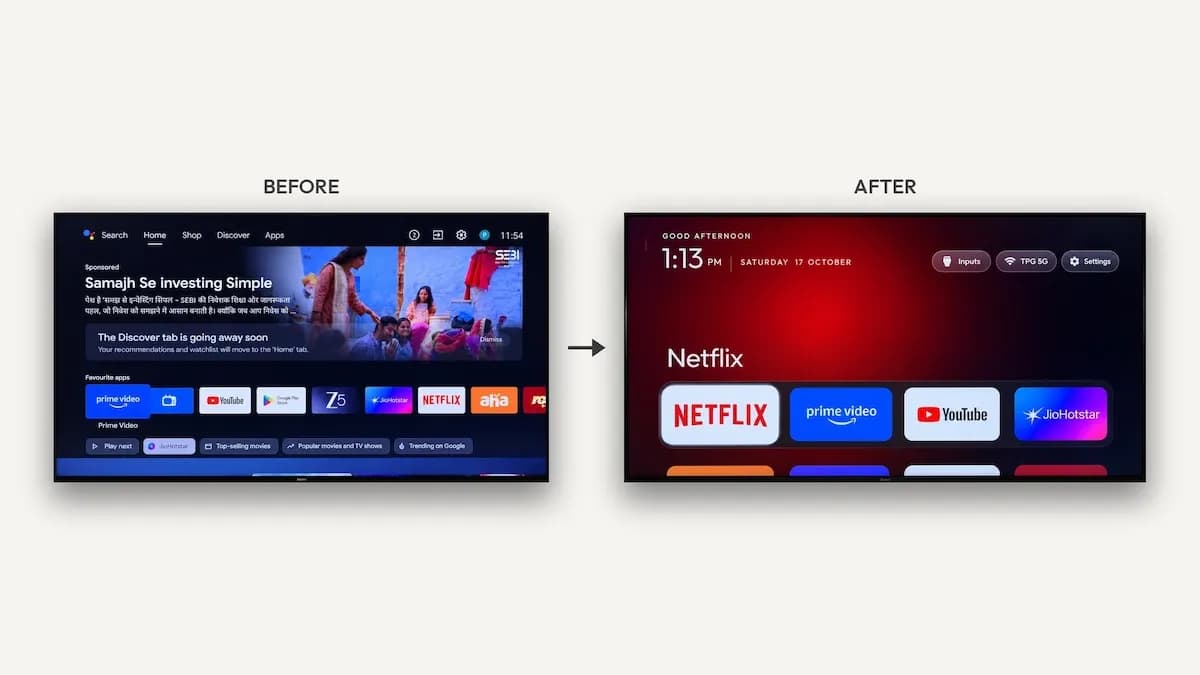Stock TV vs debloated TV
