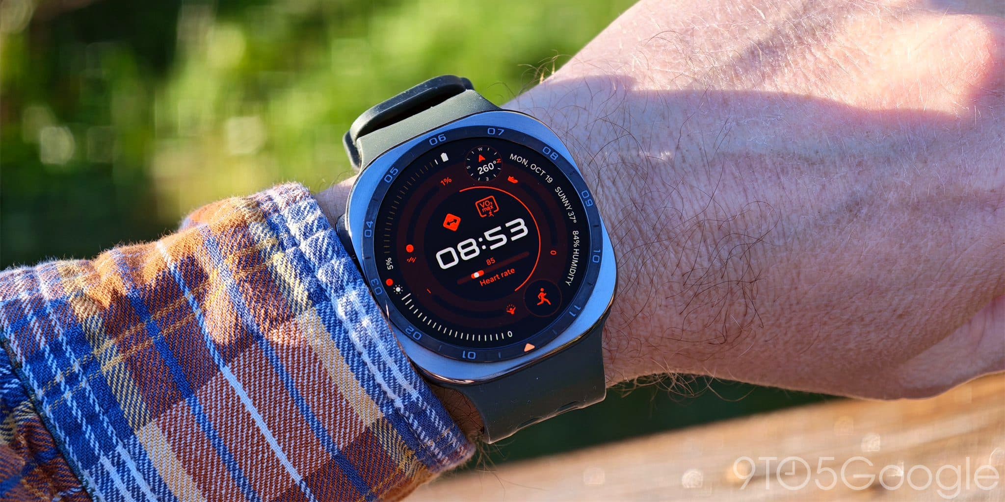 An orange watch face on a Samsung Galaxy Watch Ultra 2
