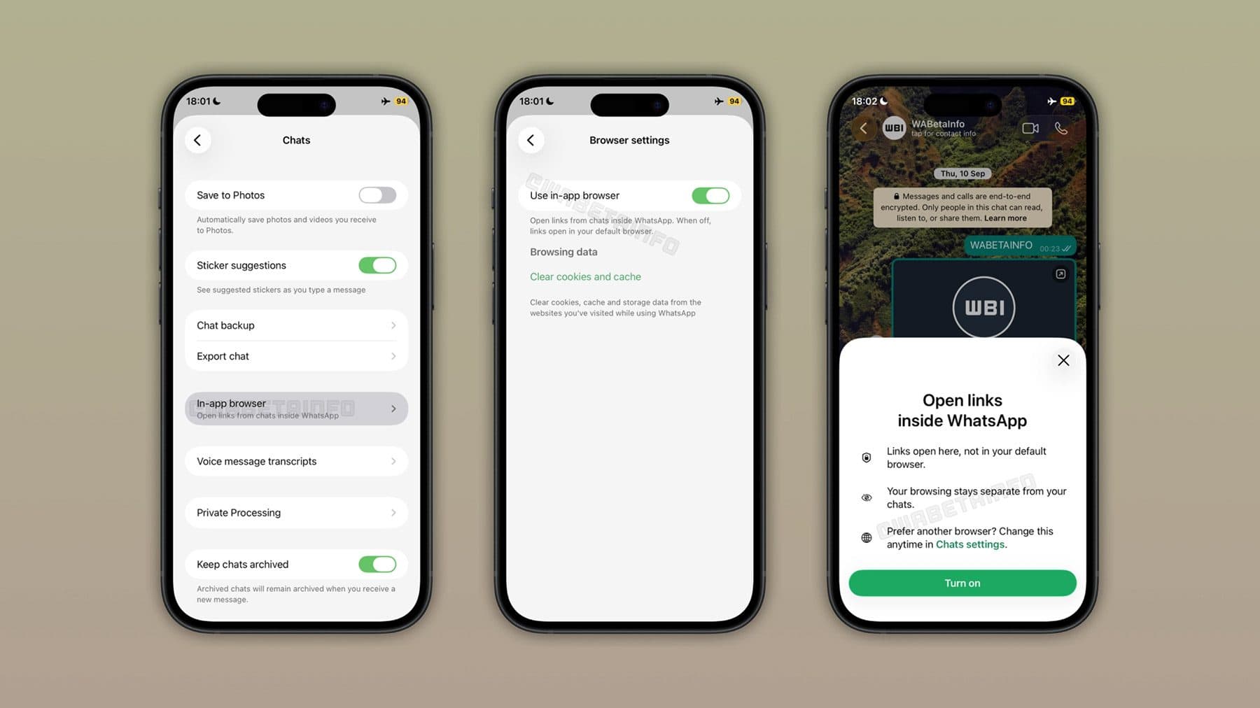 WhatsApp บน iPhone เตรียมเปิดลิงก์ผ่านเบราว์เซอร์ในแอปได้ทุกแชท