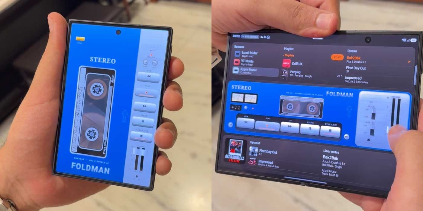 เปลี่ยน Galaxy Z Fold 8 เป็น Walkman ด้วยแอปใหม่ Foldman