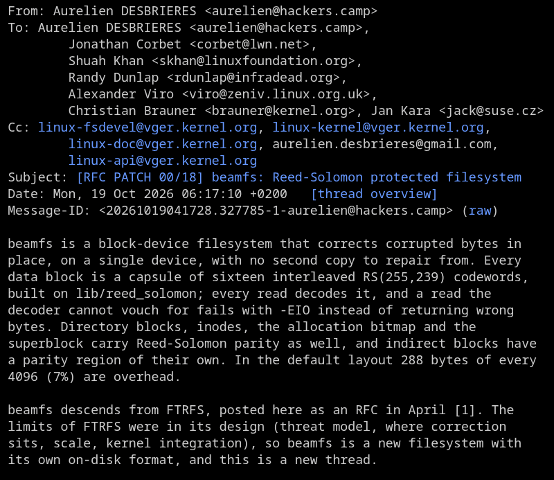 BeamFS ระบบไฟล์ใหม่สำหรับ Linux ซ่อมแซมข้อมูลเสียหายได้ทันที