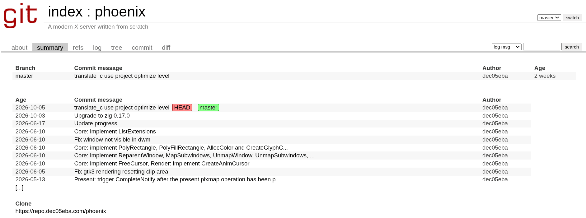 phoenix git page