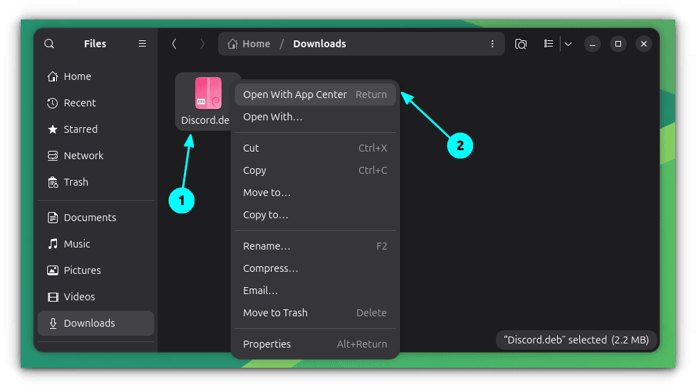 On File manager, right-click on a deb file and then select Open With App Center option.