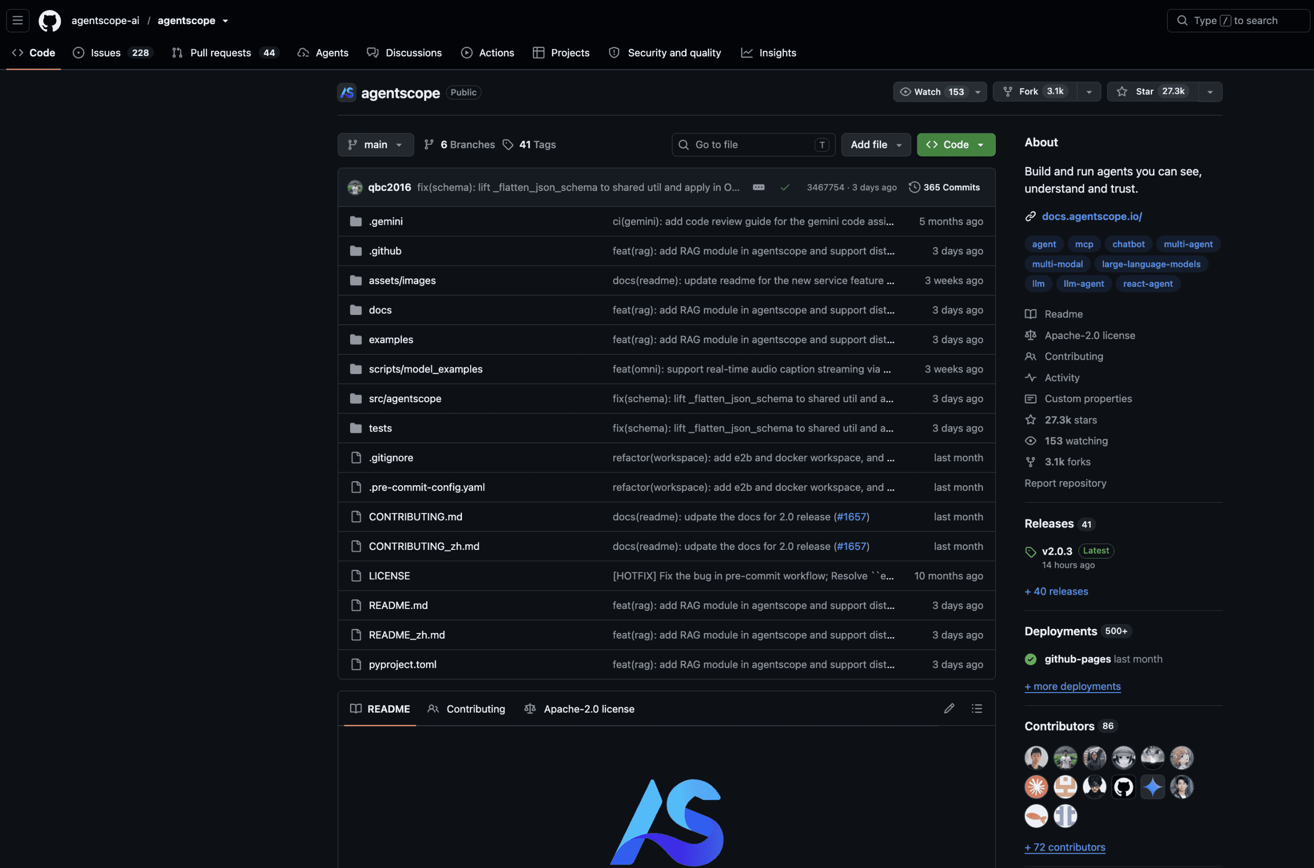 AgentScope landing page