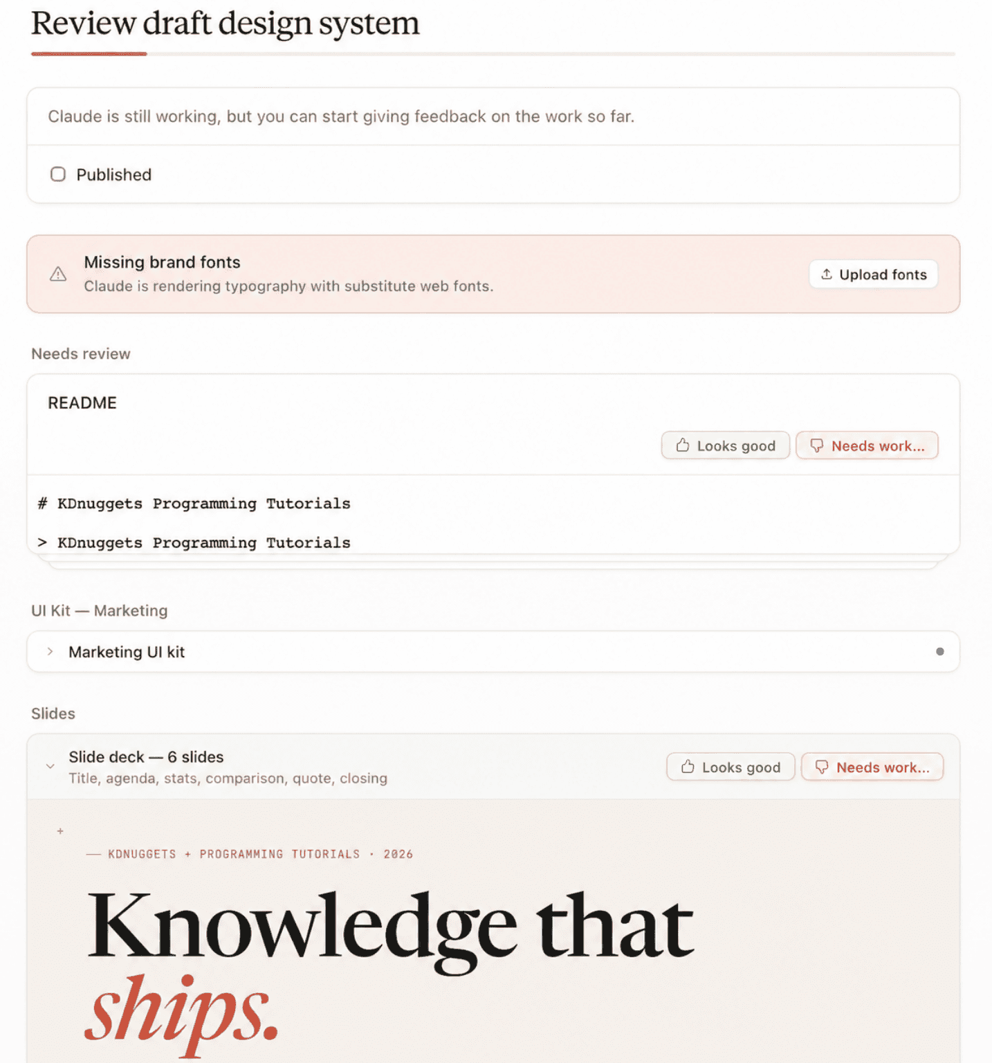 Review draft design system