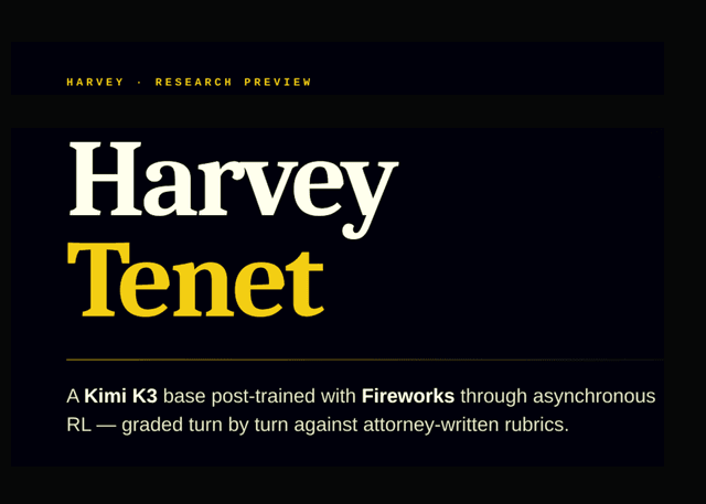 Harvey เปิดตัว Tenet: โมเดลฐาน Kimi K3 ที่ผ่านการฝึกฝนพิเศษเพื่อยกระดับงานกฎหมายระยะยาว