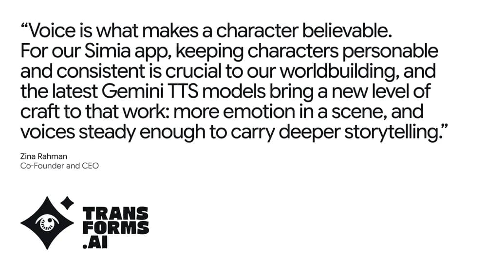quote from Zina Rahman, Co-Founder and CEO, Transforms.AI