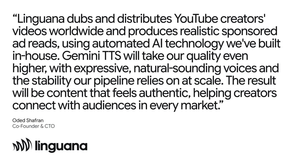 a quote from Oded Shafran, Co-Founder & CTO of linguana