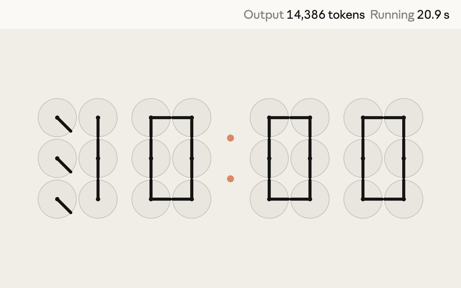 The latest model writing a clock-of-clocks program, then running it.