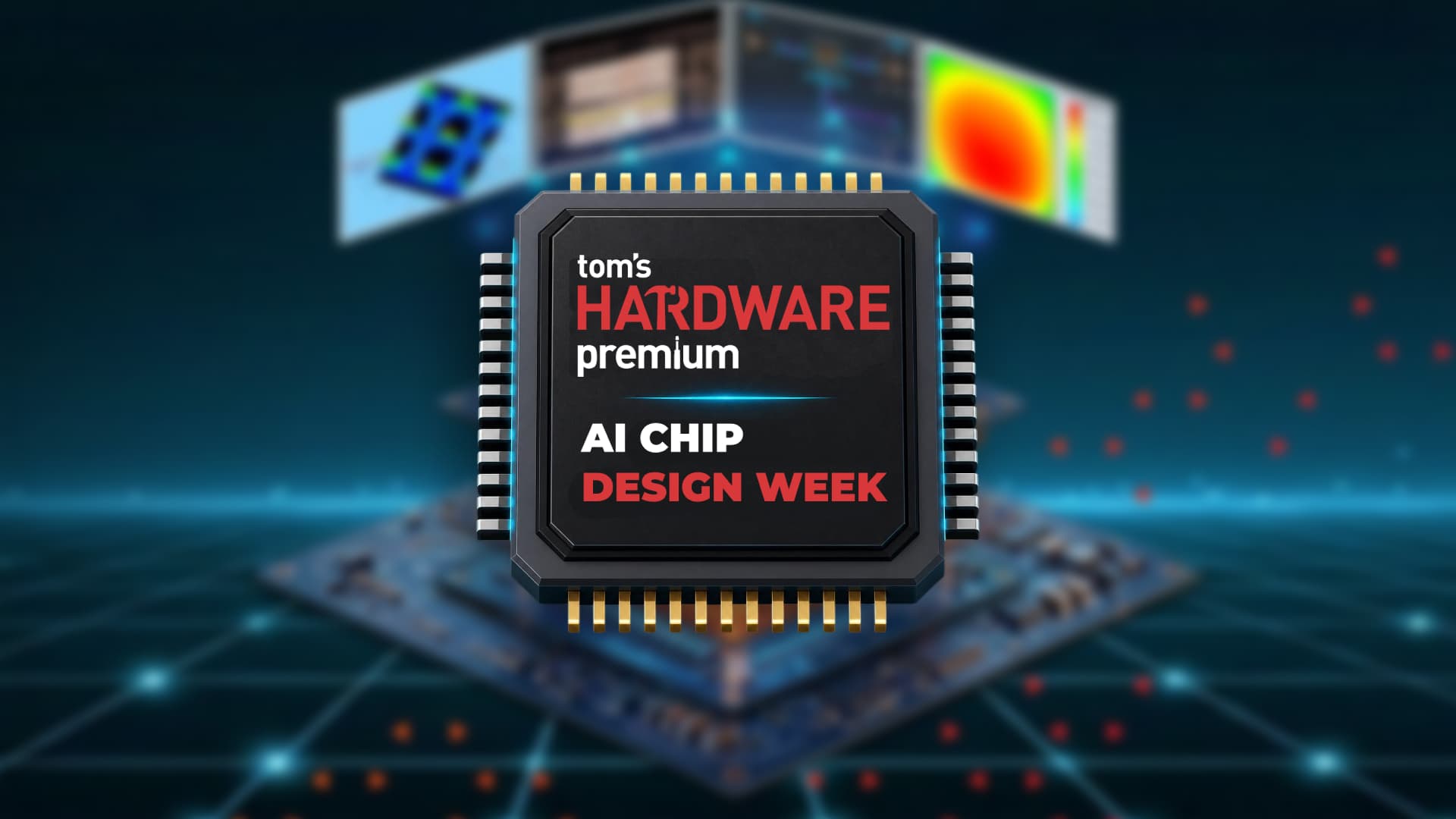 Synopsys render with AI Chip Design Week Badge