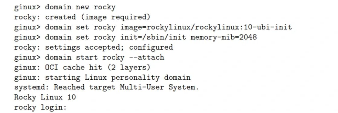Ginux running Rocky Linux