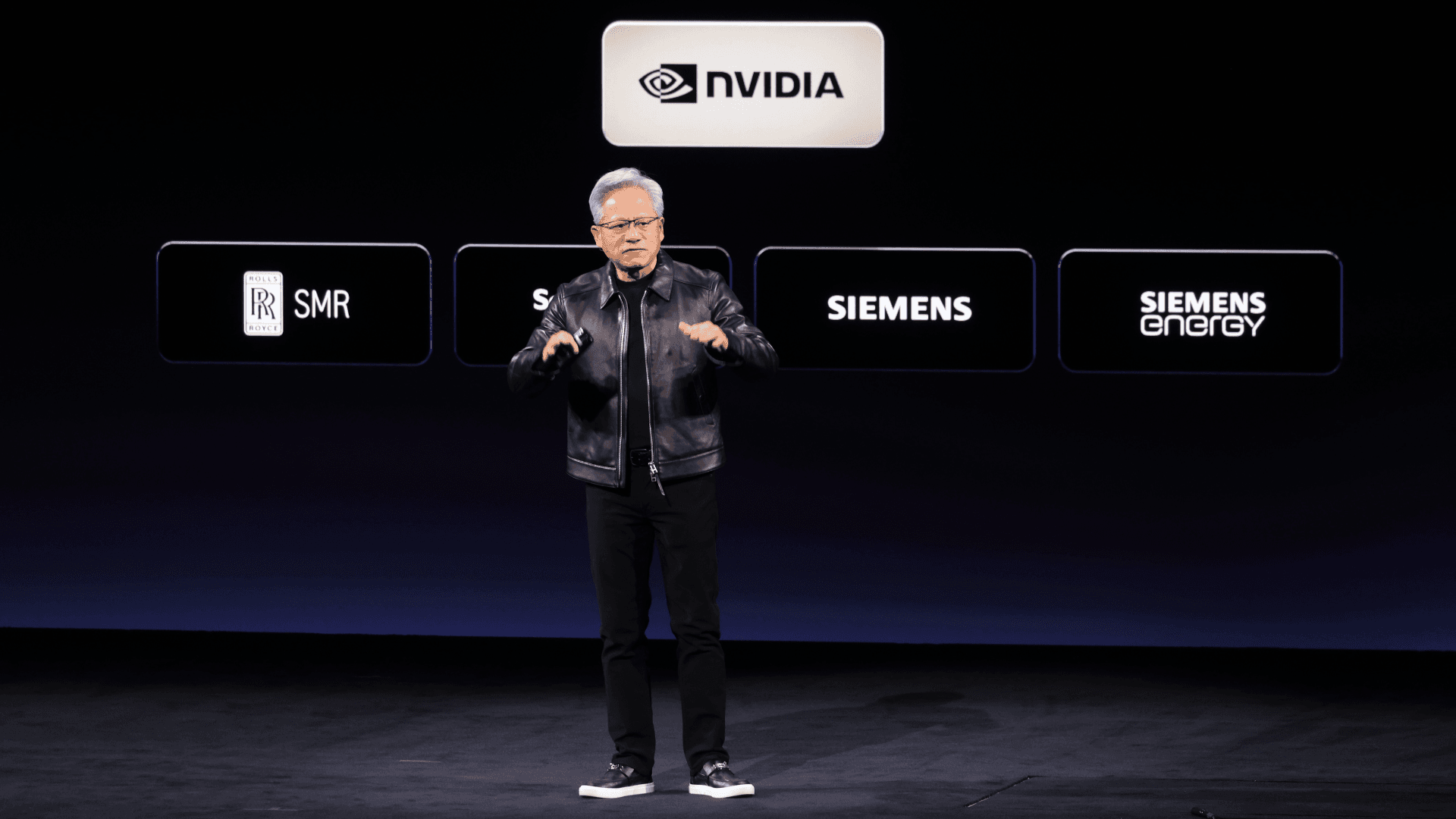 Nvidia CEO Jensen Huang on a stage